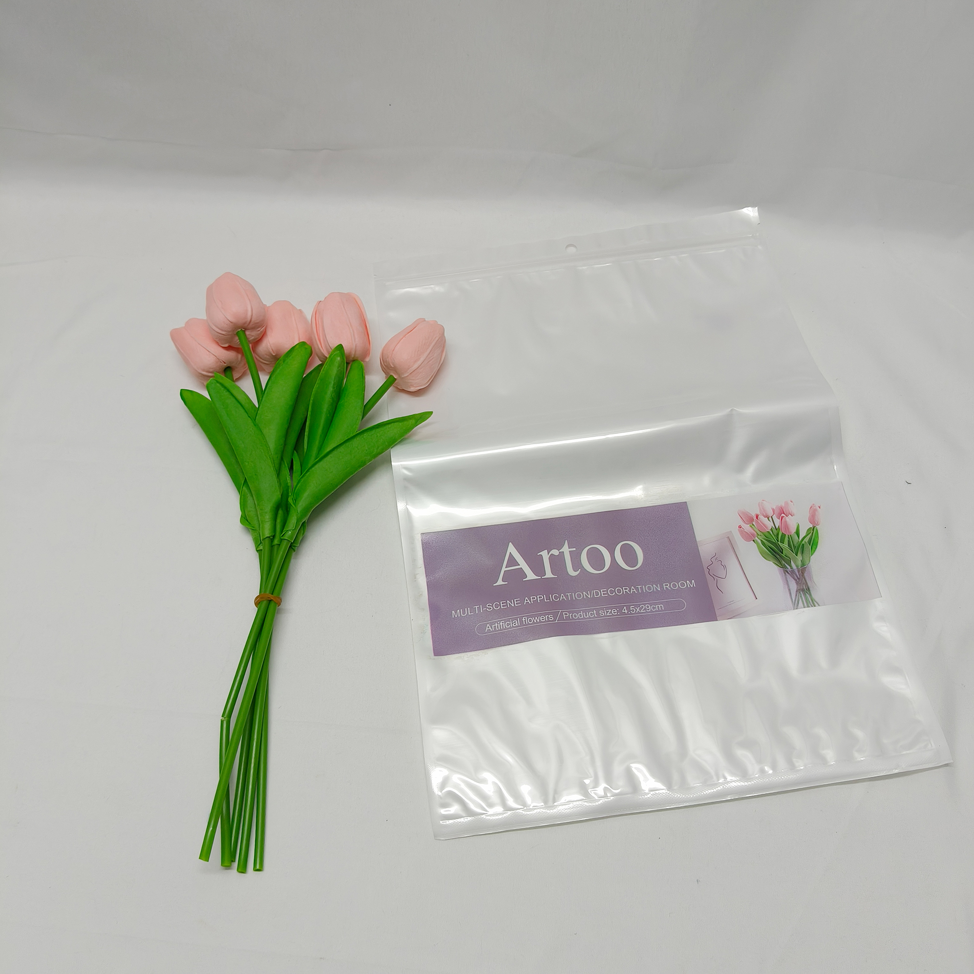 Artoo-Artificial flowers-Artificial Tulips 5 Stems Pink PU Faux Flowers for Thanksgiving and Christmas Decorations Wedding Home Decor. - Image 5