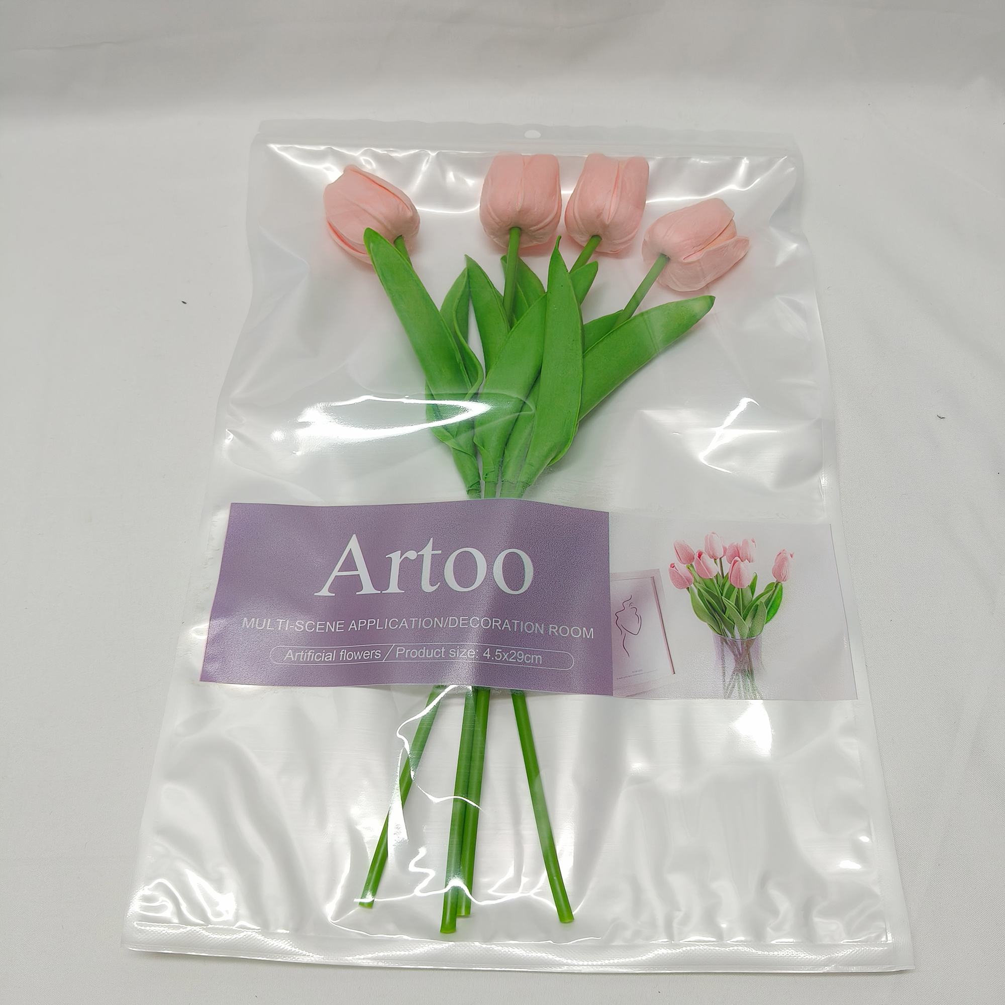 Artoo-Artificial flowers-Artificial Tulips 5 Stems Pink PU Faux Flowers for Thanksgiving and Christmas Decorations Wedding Home Decor. - Image 6