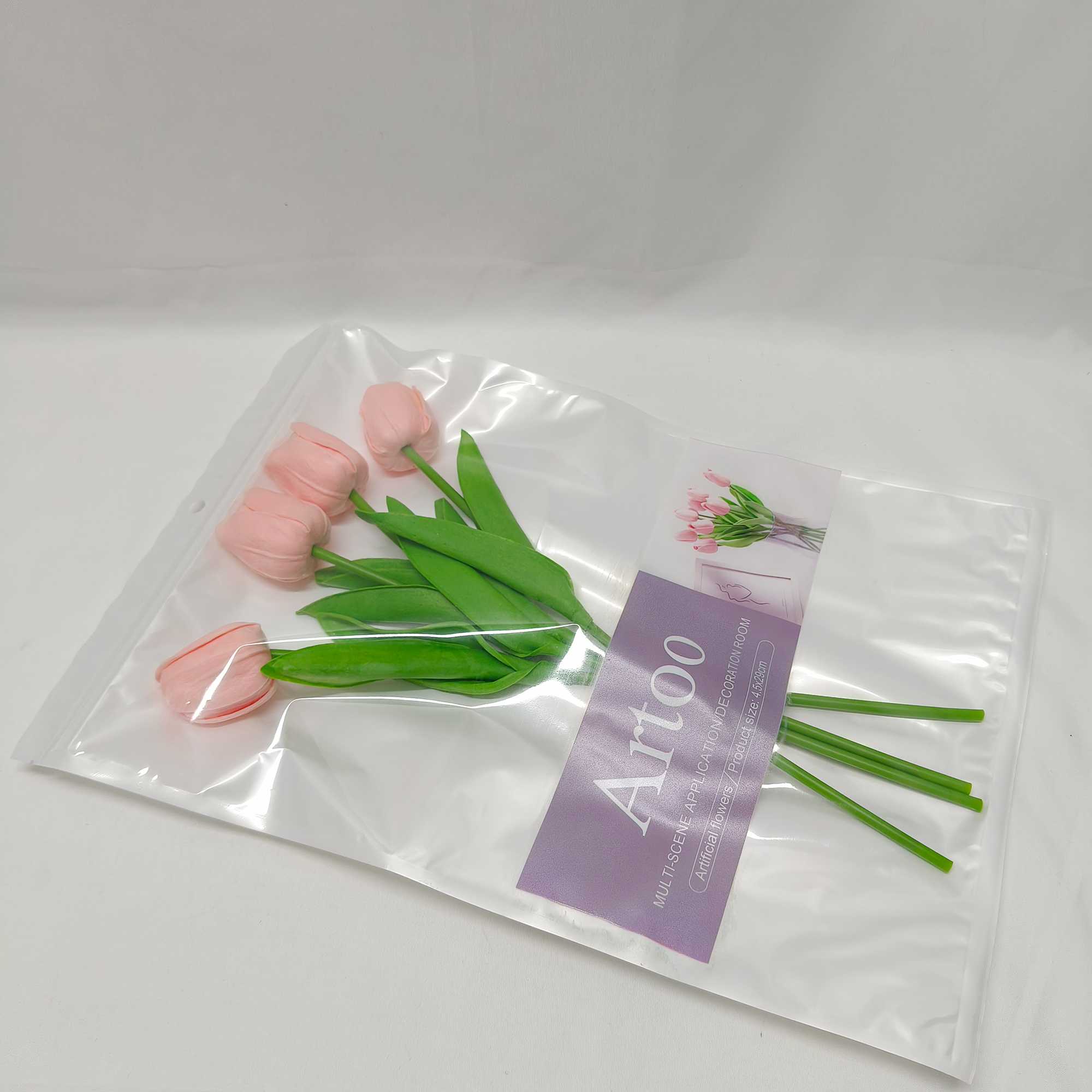 Artoo-Artificial flowers-Artificial Tulips 5 Stems Pink PU Faux Flowers for Thanksgiving and Christmas Decorations Wedding Home Decor. - Image 7