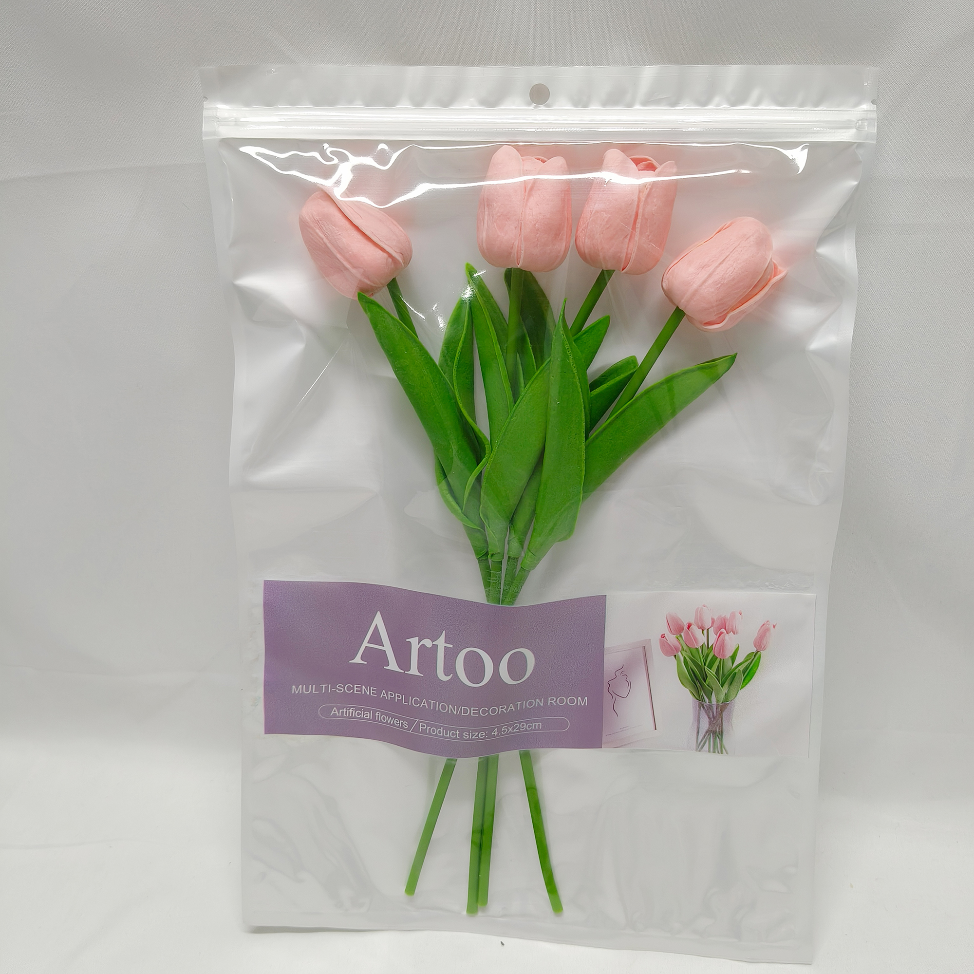 Artoo-Artificial flowers-Artificial Tulips 5 Stems Pink PU Faux Flowers for Thanksgiving and Christmas Decorations Wedding Home Decor. - Image 8